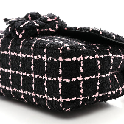 Chanel Tweed Quilted Small Camellia Flap Black Pink 10 of 10