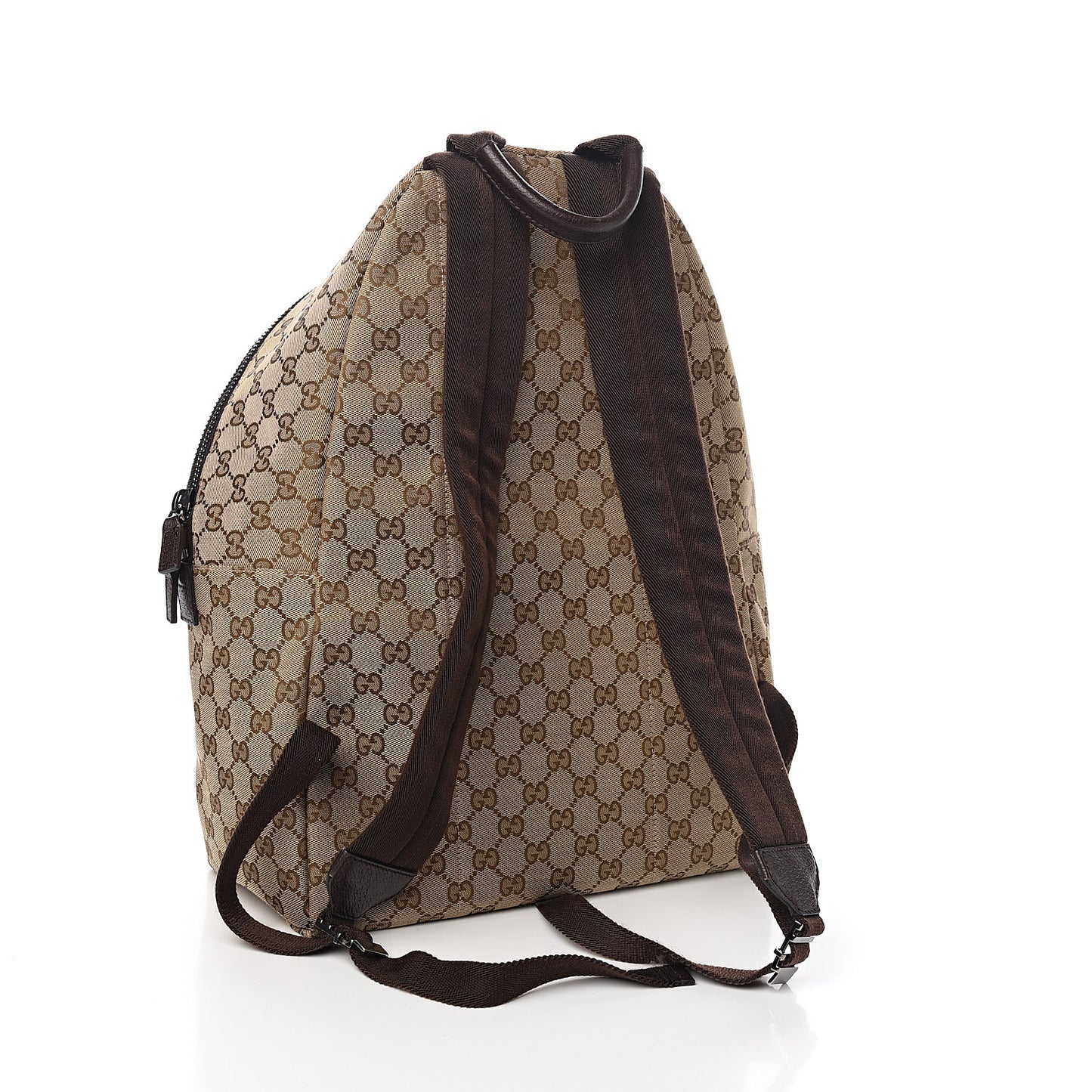 GG Monogram Web Medium Classic Backpack Brown