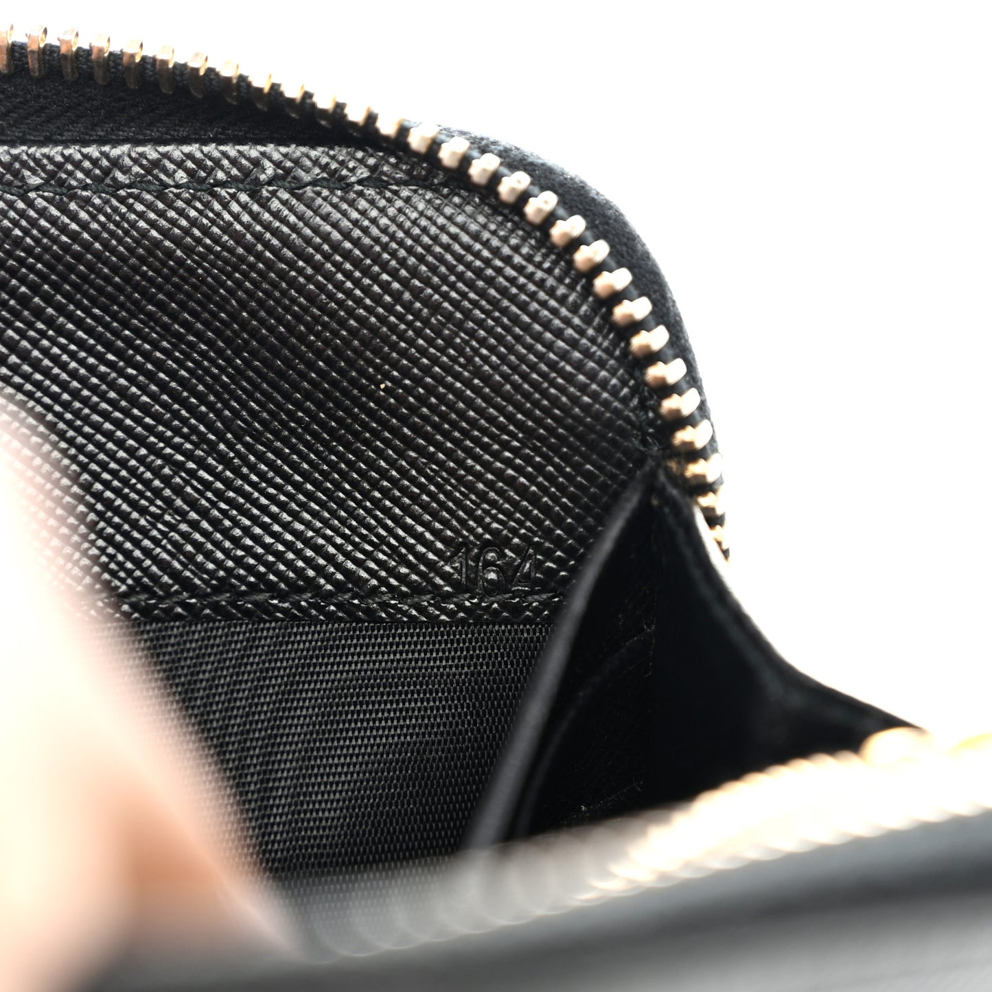 Saffiano Metal Zip Around Wallet Black