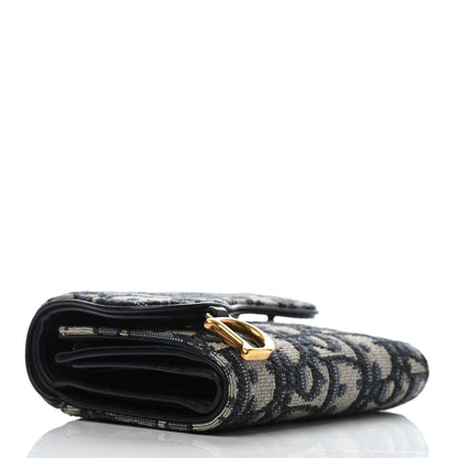 Christian Dior Oblique Saddle Lotus Wallet Blue 4 of 7
