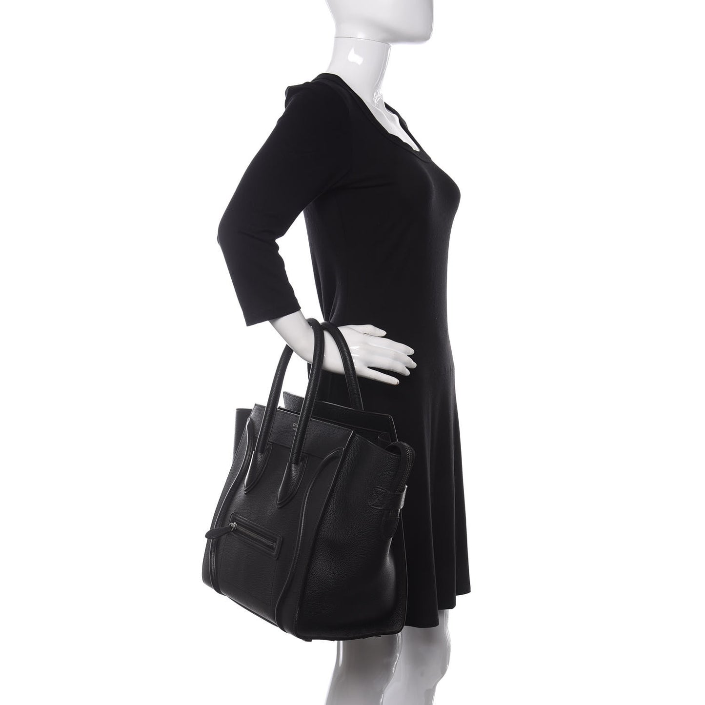Drummed Calfskin Mini Luggage Black