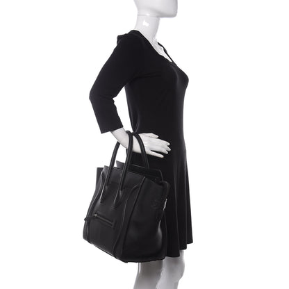 Celine Drummed Calfskin Mini Luggage Black 2 of 11
