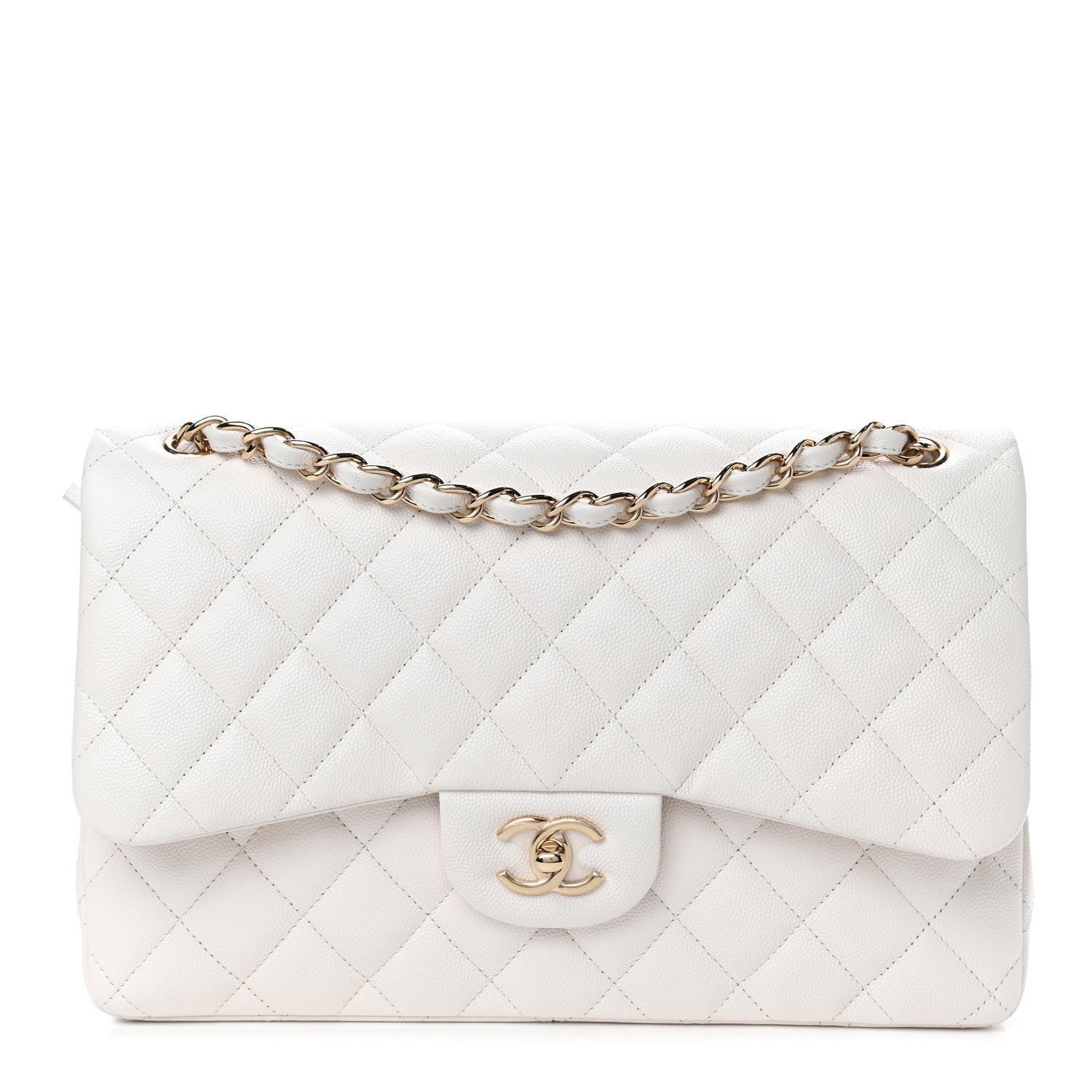 Chanel Caviar Quilted Jumbo Double Flap White 1 of 4