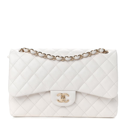 Chanel Caviar Quilted Jumbo Double Flap White 1 of 4