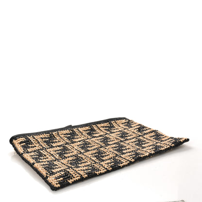 Fendi Raffia FF 1974 Large Flat Pouch Black Natural 4 of 8