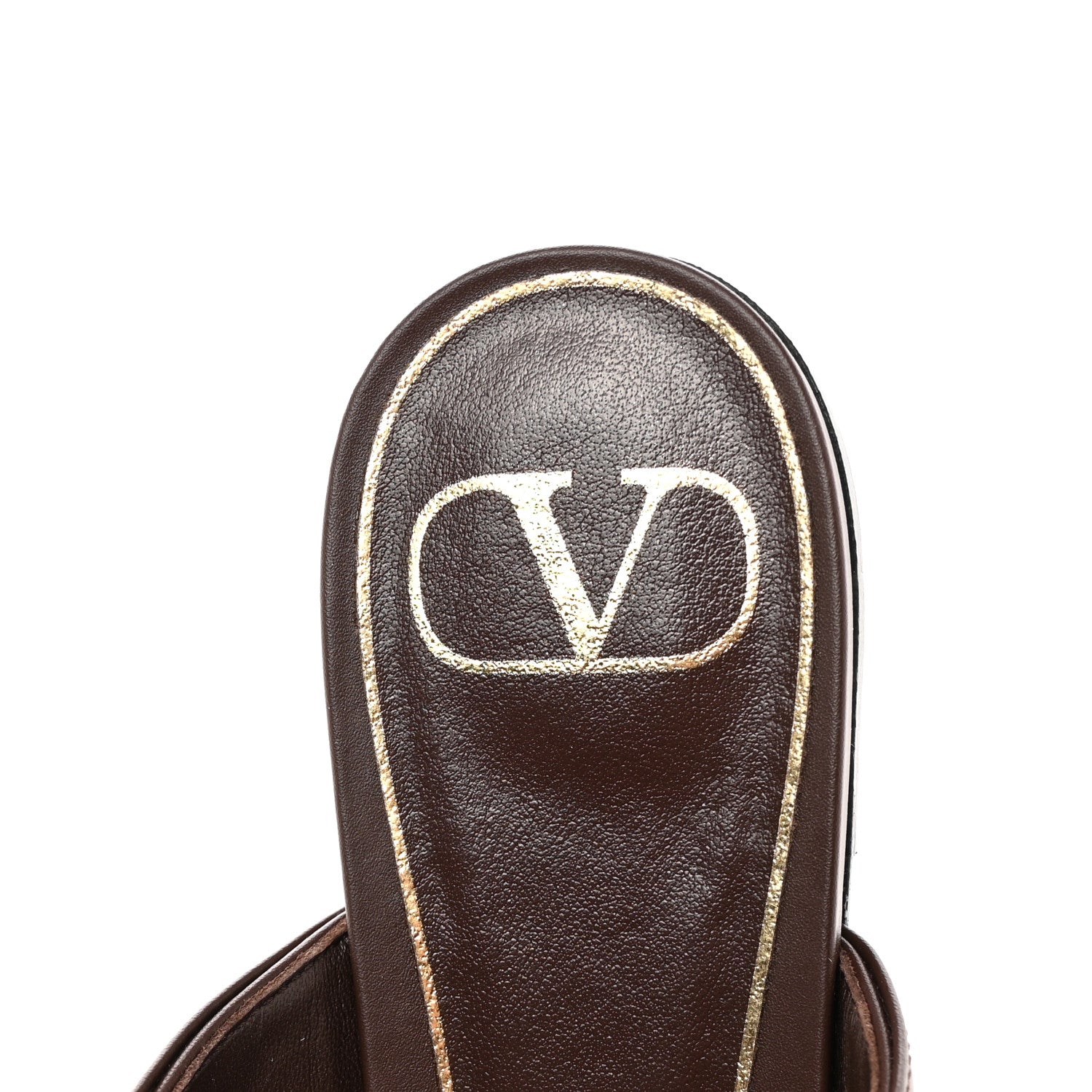 Valentino Garavani Calfskin Roman Stud Ankle Strap Flat Mules 38 Teak Brown 7 of 9