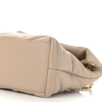 Saint Laurent Lambskin Quilted Small Loulou Puffer Monogram Chain Satchel Dark Beige 10 of 10