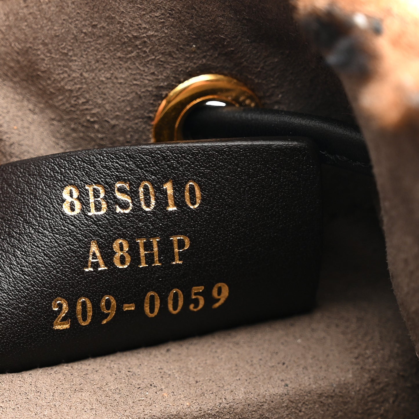 Shearling Vitello Dolce F is Fendi Macro FF 1974 Mini Mon Tresor Bucket Bag Tobacco Black