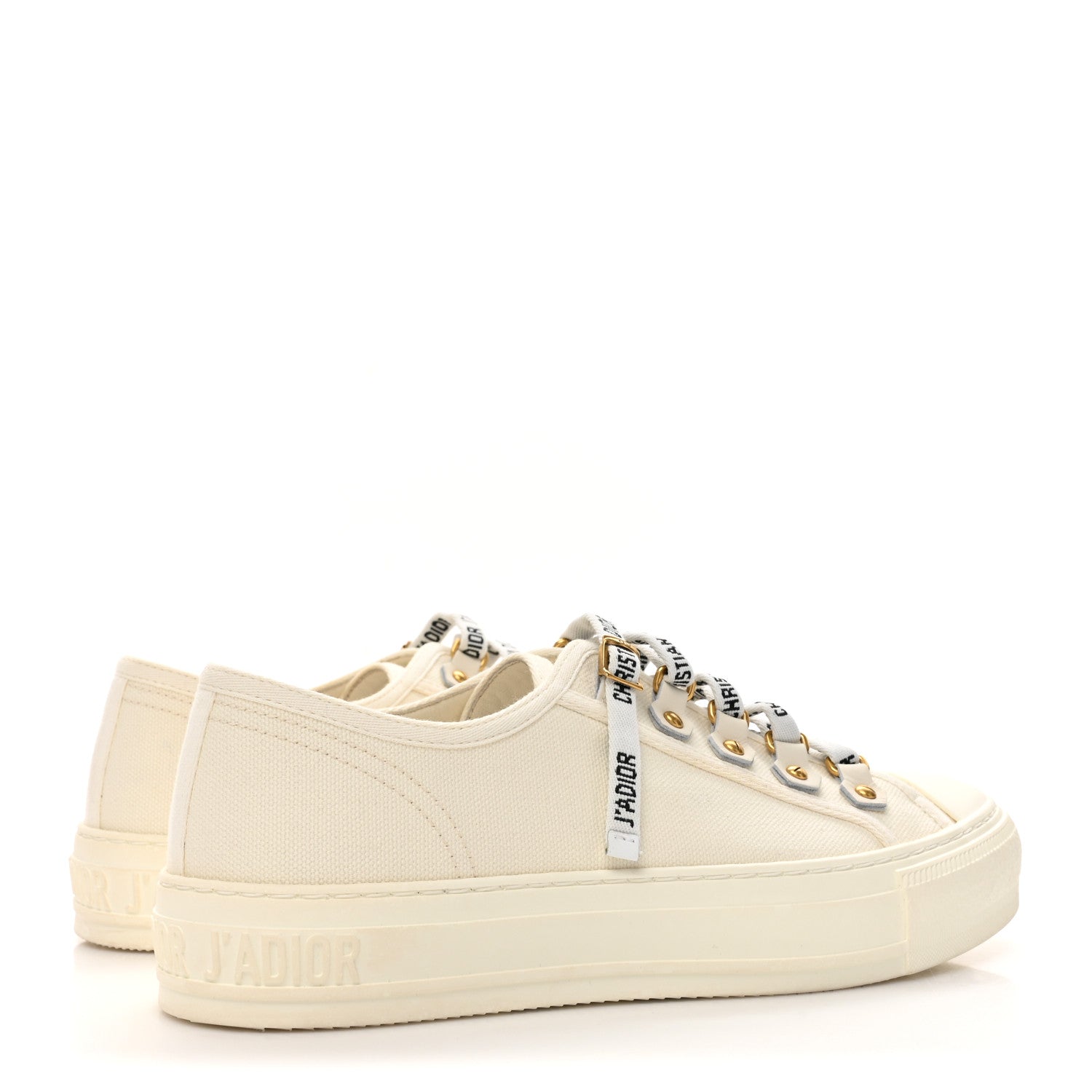 Christian Dior Canvas Dot Walk'N'Dior Low Top Sneakers 37.5 Milk 5 of 10