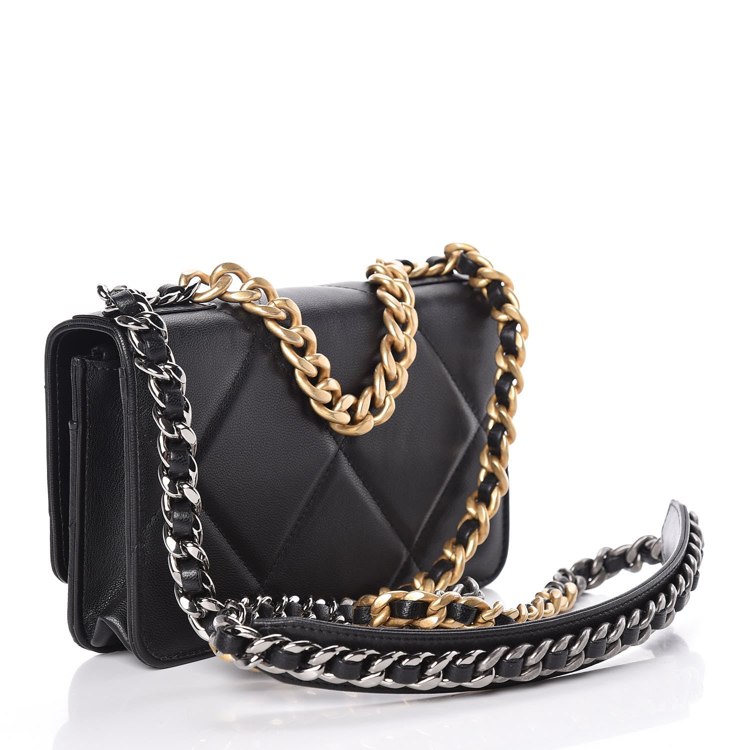 Chanel Goatskin Quilted 19 Wallet On Chain WOC Black 3 of 12