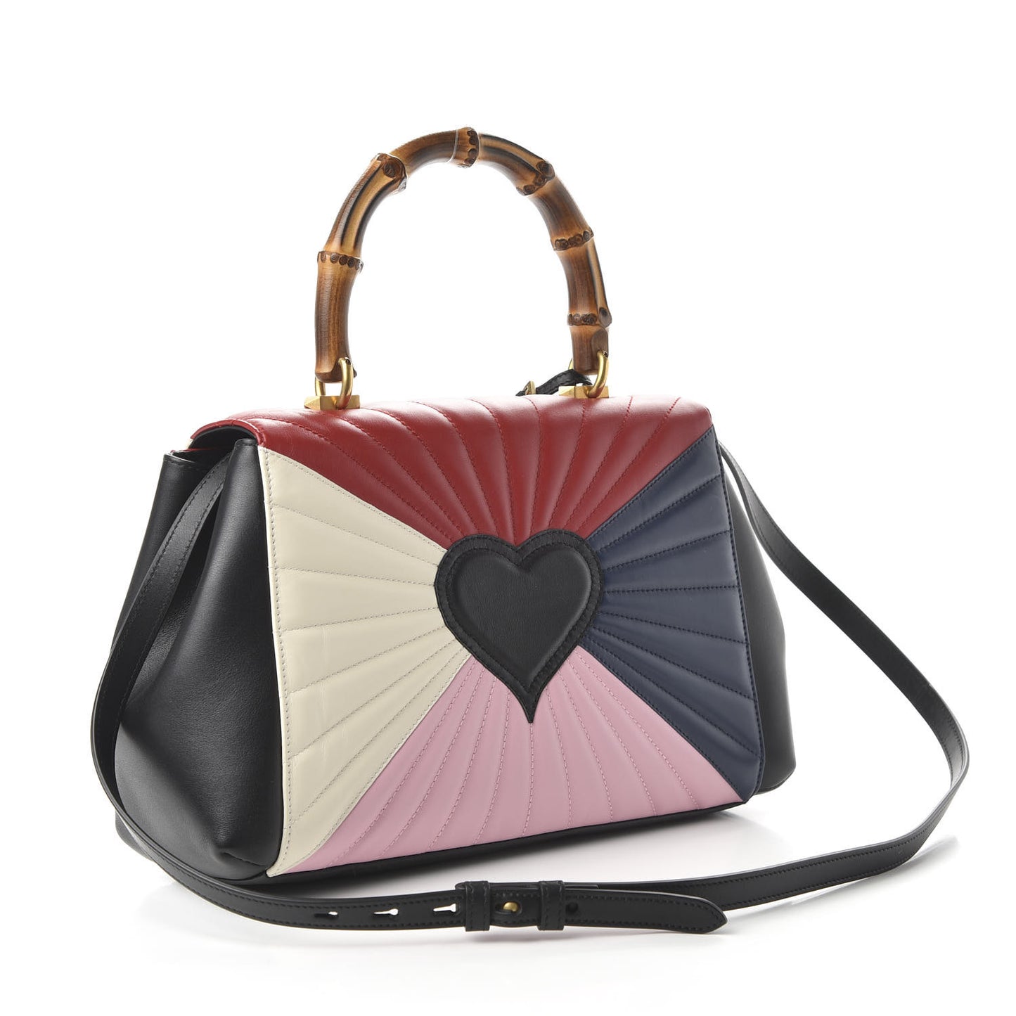 Calfskin Bamboo Trapuntata Queen Margaret Top Handle Bag Blue Agata Hibiscus Red Mystic White Sugar Pink