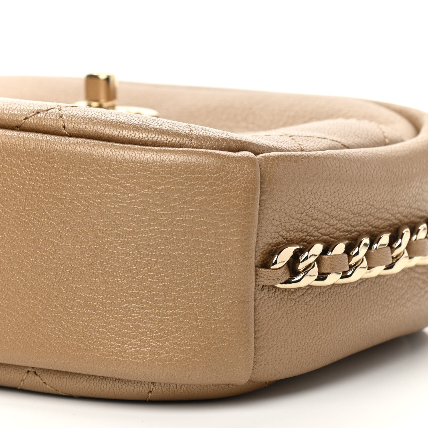 Chanel Goatskin Quilted Small Casual Trip Camera Case Beige 10 of 10