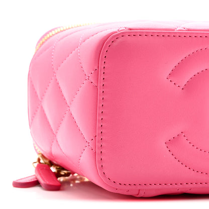 Chanel Lambskin Enamel Quilted Small Coco Hearts Vanity Case With Chain Pink 10 of 12