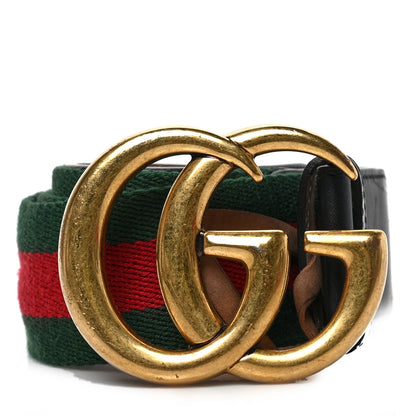 Gucci Nylon Calfskin Double G Web 40mm Belt 100 40 Green Red Cuir 1 of 5