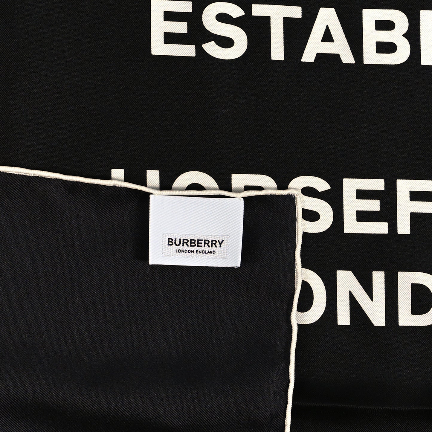 Silk Horseferry Print Scarf Black White