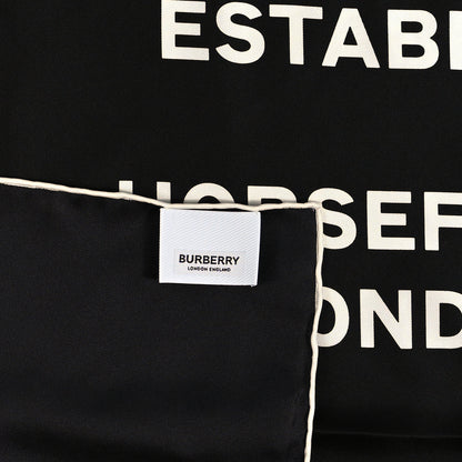 Burberry Silk Horseferry Print Scarf Black White 2 of 3