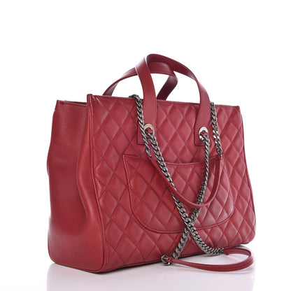 Chanel Caviar Quilted Large Casual Pocket Tote Red 4 of 10