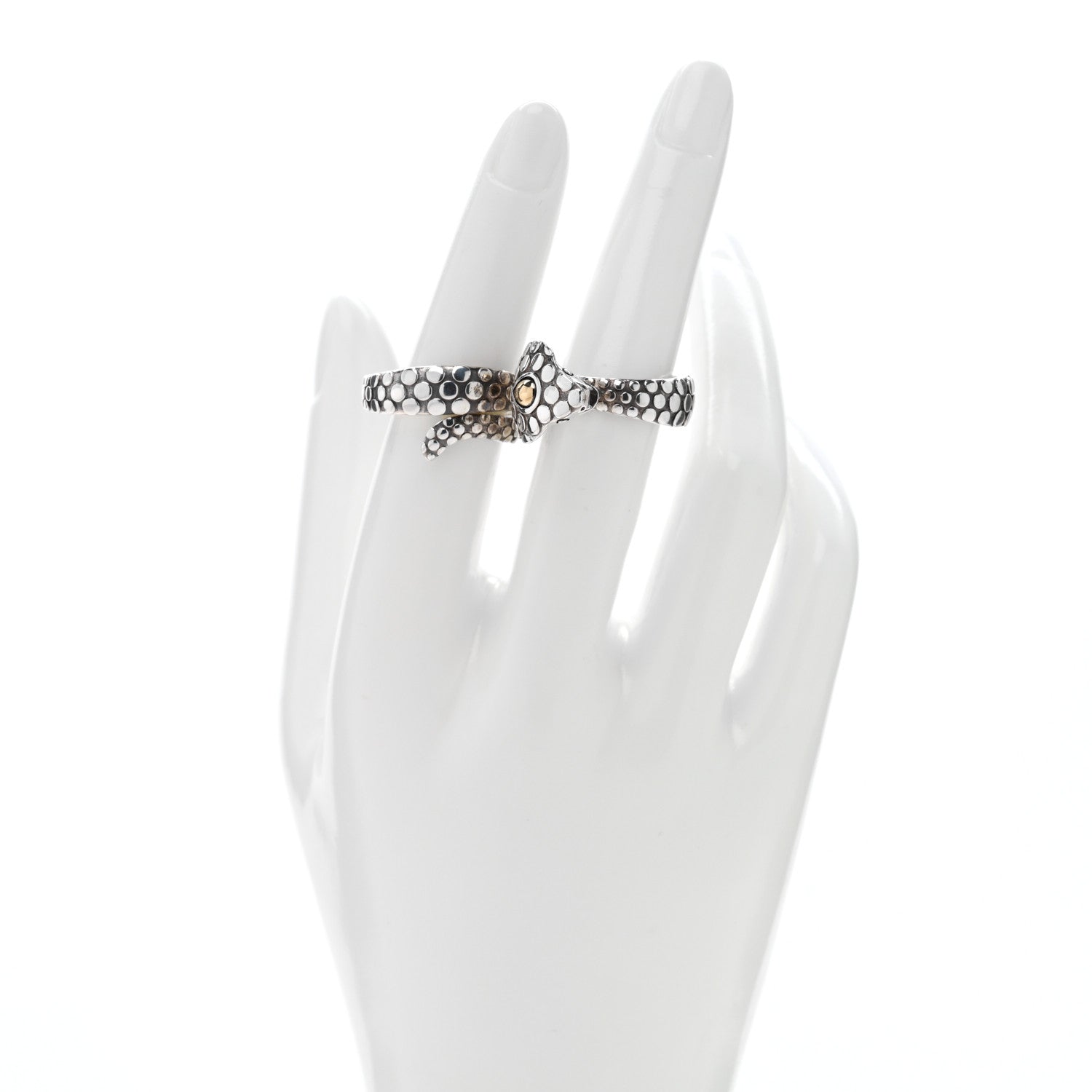 John Hardy Sterling Silver 18K Yellow Gold Cobra Legends Knuckle Ring 54 7 2 of 5