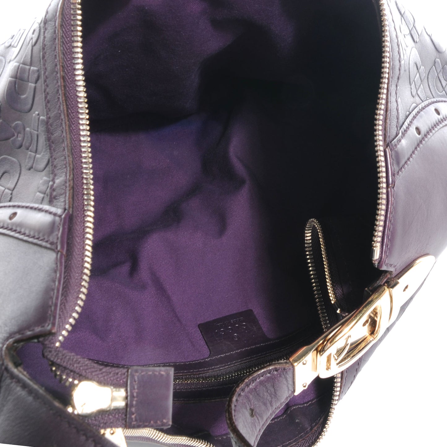 Leather Horsebit Embossed Glam Hobo Purple