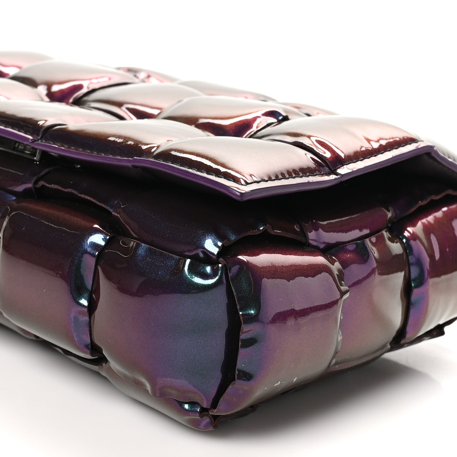 Bottega Veneta Glossy Nail Polish Nappa Maxi Intreccio Padded Cassette Crossbody Bag Holographic 9 of 9