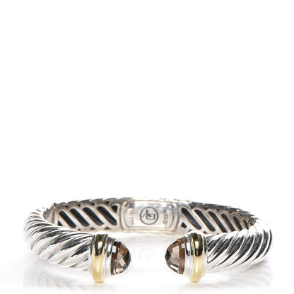 David Yurman Sterling Silver 18K Yellow Gold Smoky Quartz 11mm Waverly Bracelet 1 of 5