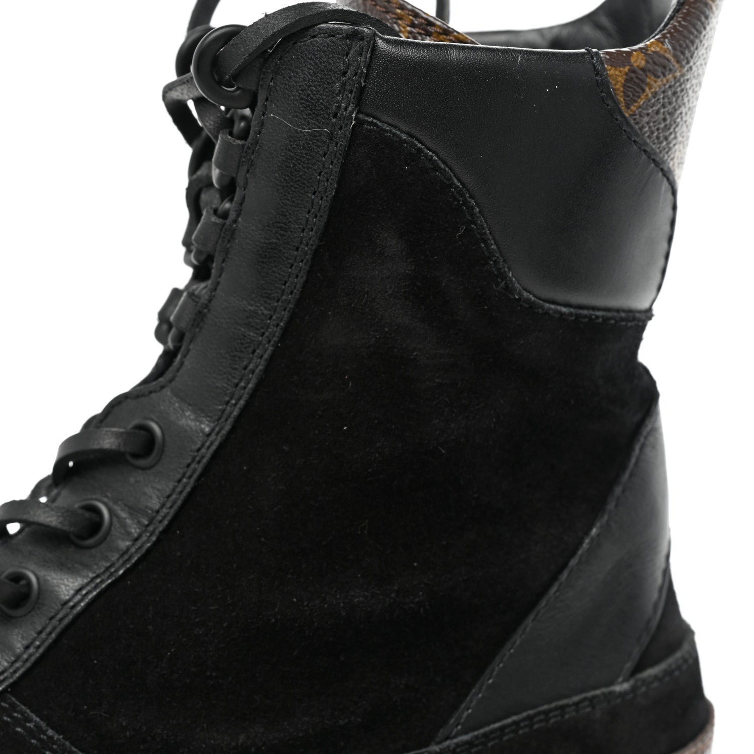 Louis Vuitton Suede Calfskin Monogram Laureate Platform Desert Boots 38.5 Black 17 of 18