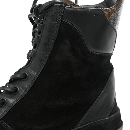Louis Vuitton Suede Calfskin Monogram Laureate Platform Desert Boots 38.5 Black 17 of 18