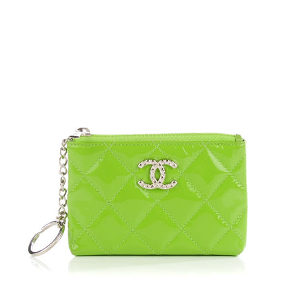 Chanel Patent Quilted Brilliant Key Holder Case Light Green 1 of 8