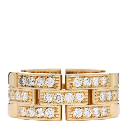 Cartier 18K Gold Diamond Maillon Panthere 3 Half Rows Paved Ring 48/4.5 1 of 6