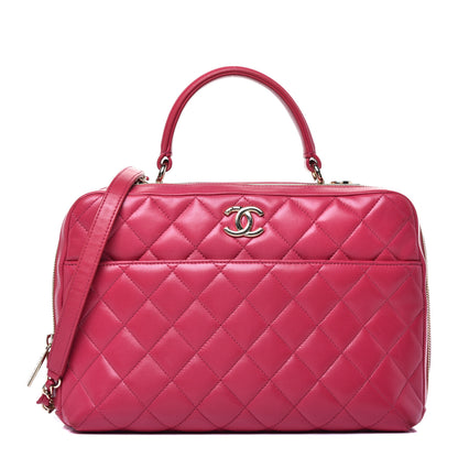 Chanel Lambskin Quilted Large Trendy CC Bowling Bag Dark Pink 1 of 13