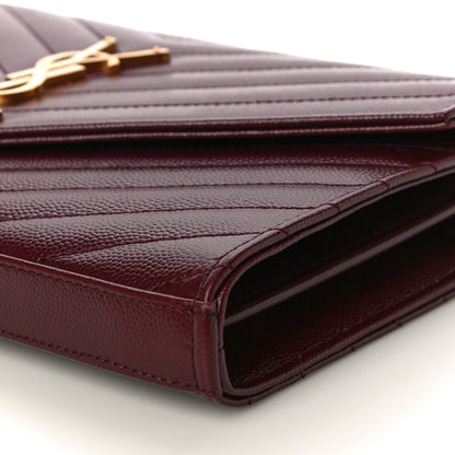 Saint Laurent Grain De Poudre Matelasse Chevron Monogram Chain Wallet Rouge Legion 10 of 11
