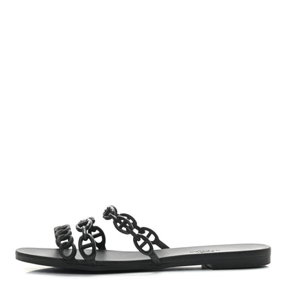 Hermes Rubber Chaine d'Ancre Rivage Sandals 38 Black 1 of 7