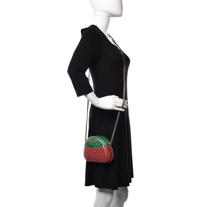 Gucci Laminated Nappa Trapuntata Mini Zumi Dome Shoulder Bag Rosso Jasmine Green Rame 2 of 10