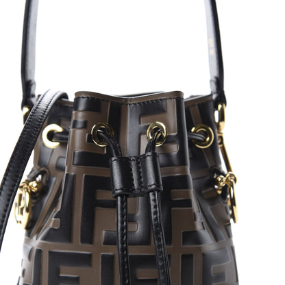 Fendi Vitello Liberty F is Fendi Bi-Color FF 1974 Embossed Mini Mon Tresor Bucket Bag Maya Black 11 of 12