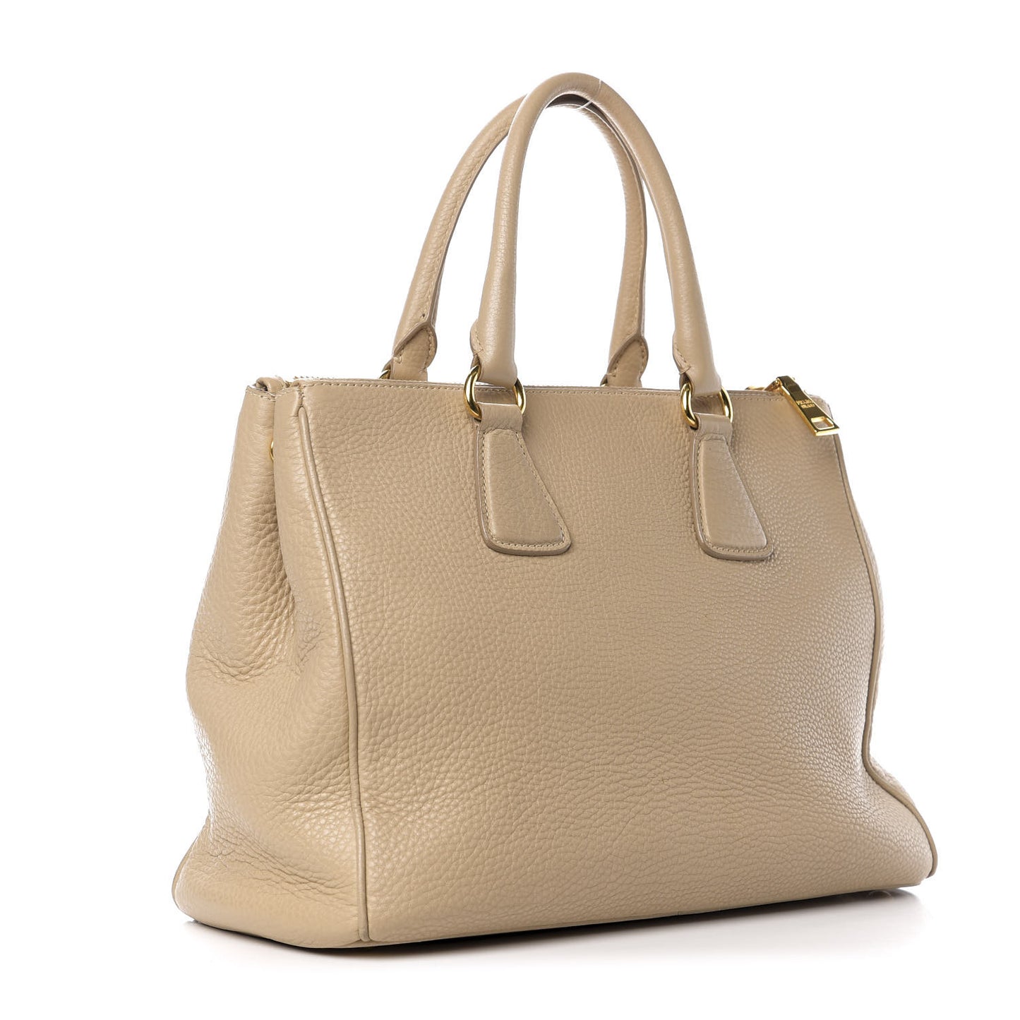 Vitello Daino Large Double Zip Tote Sabbia