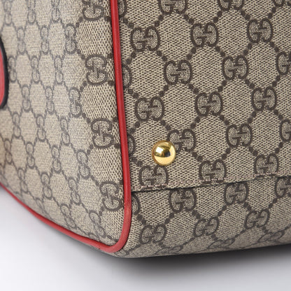Gucci GG Supreme Monogram Kingsnake Heart Embroidered Medium Boston Hibiscus Red 13 of 17