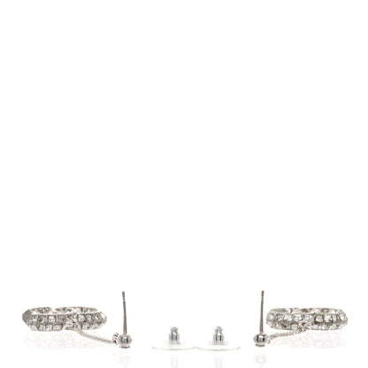 Chanel Baguette Crystal CC Drop Earrings Silver 3 of 5