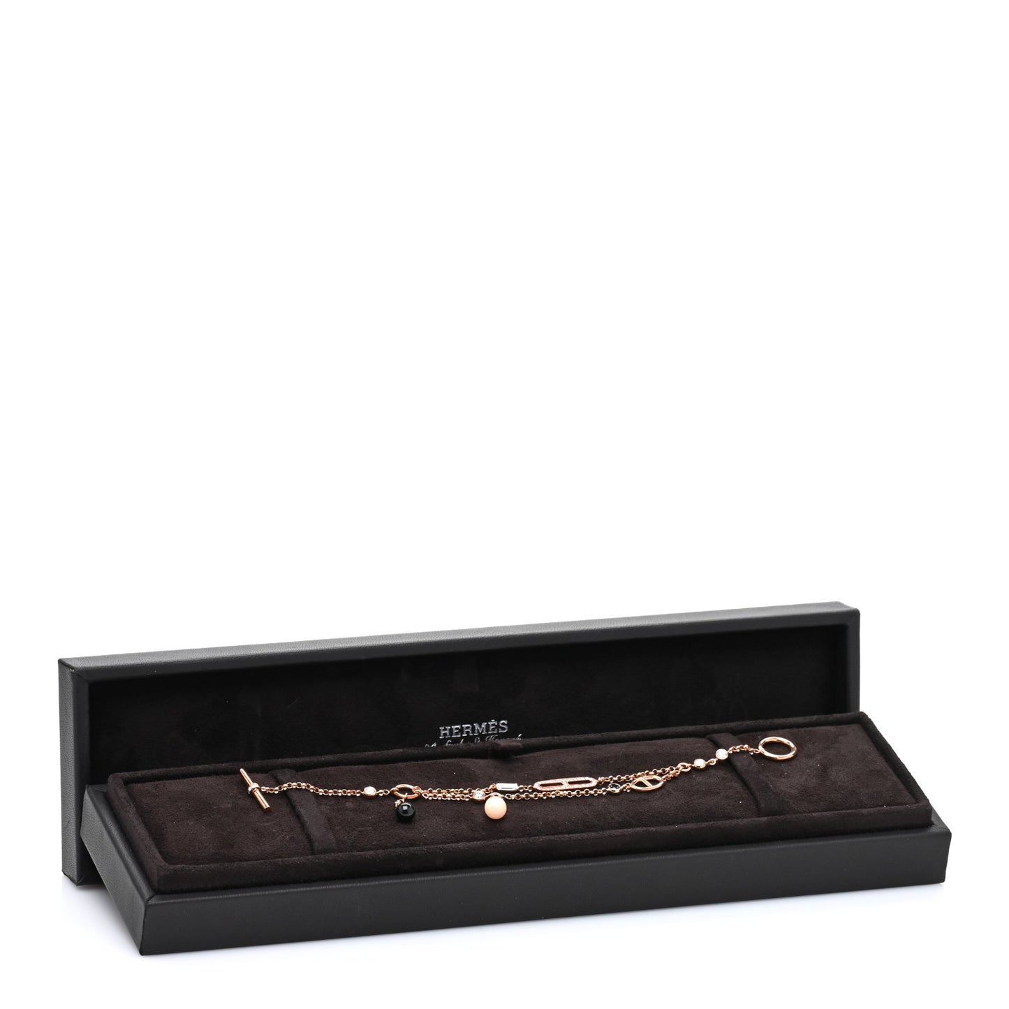 18K Rose Gold Diamond Pink Opal Onyx Black Spinel Chaos Bracelet