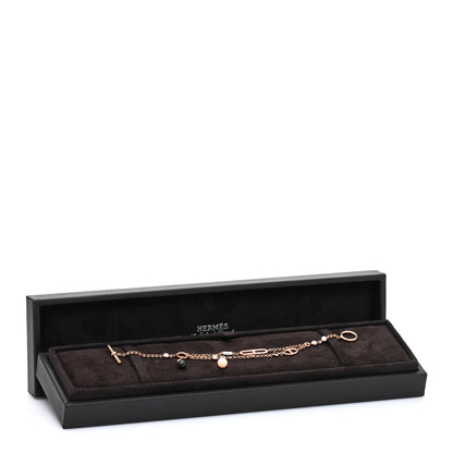Hermes 18K Rose Gold Diamond Pink Opal Onyx Black Spinel Chaos Bracelet 4 of 4
