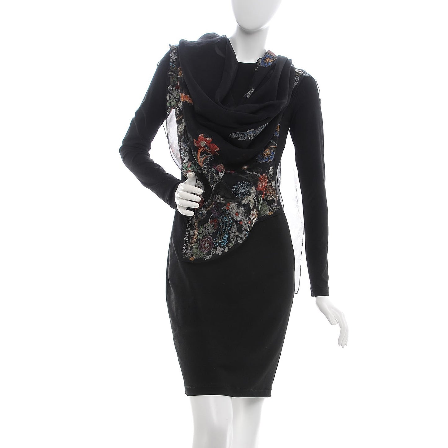 Silk Chiffon Wild Meadow Shawl Black