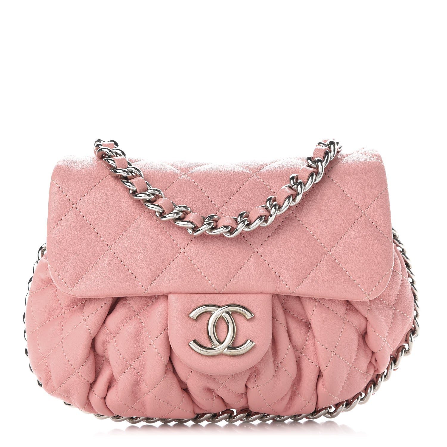 Chanel Washed Lambskin Quilted Mini Chain Around Messenger Pink 1 of 10