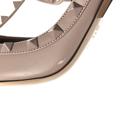 Valentino Garavani Calfskin Lacquered Monochrome Rockstud Ankle Strap 100mm Pumps 41 Poudre 9 of 9