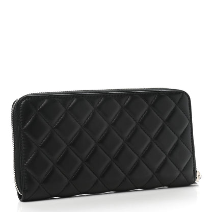 Chanel Lambskin Quilted Large Gusset Zip Around Wallet Black 3 of 9