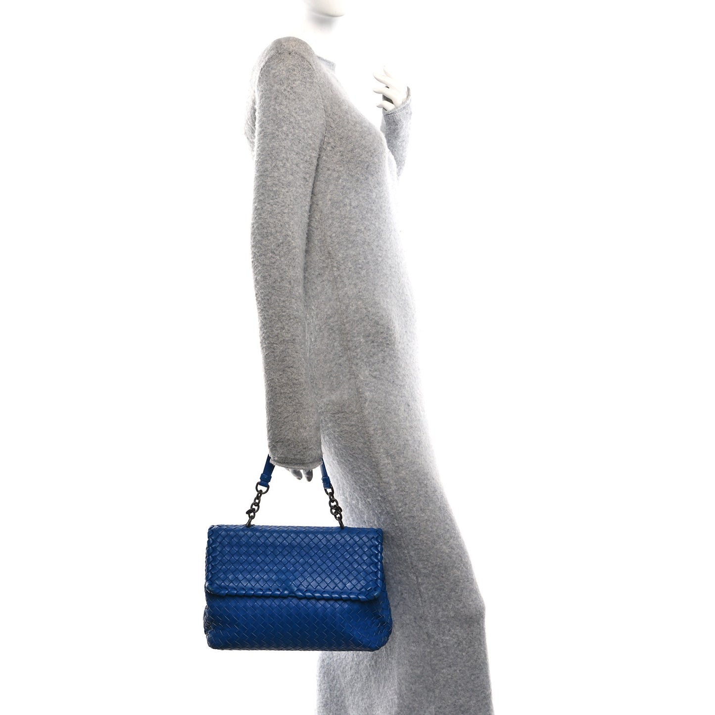 Nappa Intrecciato Medium Olimpia Shoulder Bag Blue