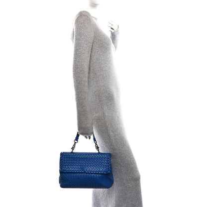 Bottega Veneta Nappa Intrecciato Medium Olimpia Shoulder Bag Blue 2 of 12