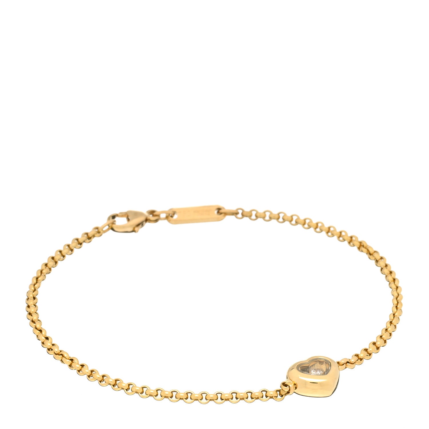 Chopard 18K Yellow Gold Diamond Happy Hearts Chain Bracelet 1173437 ...