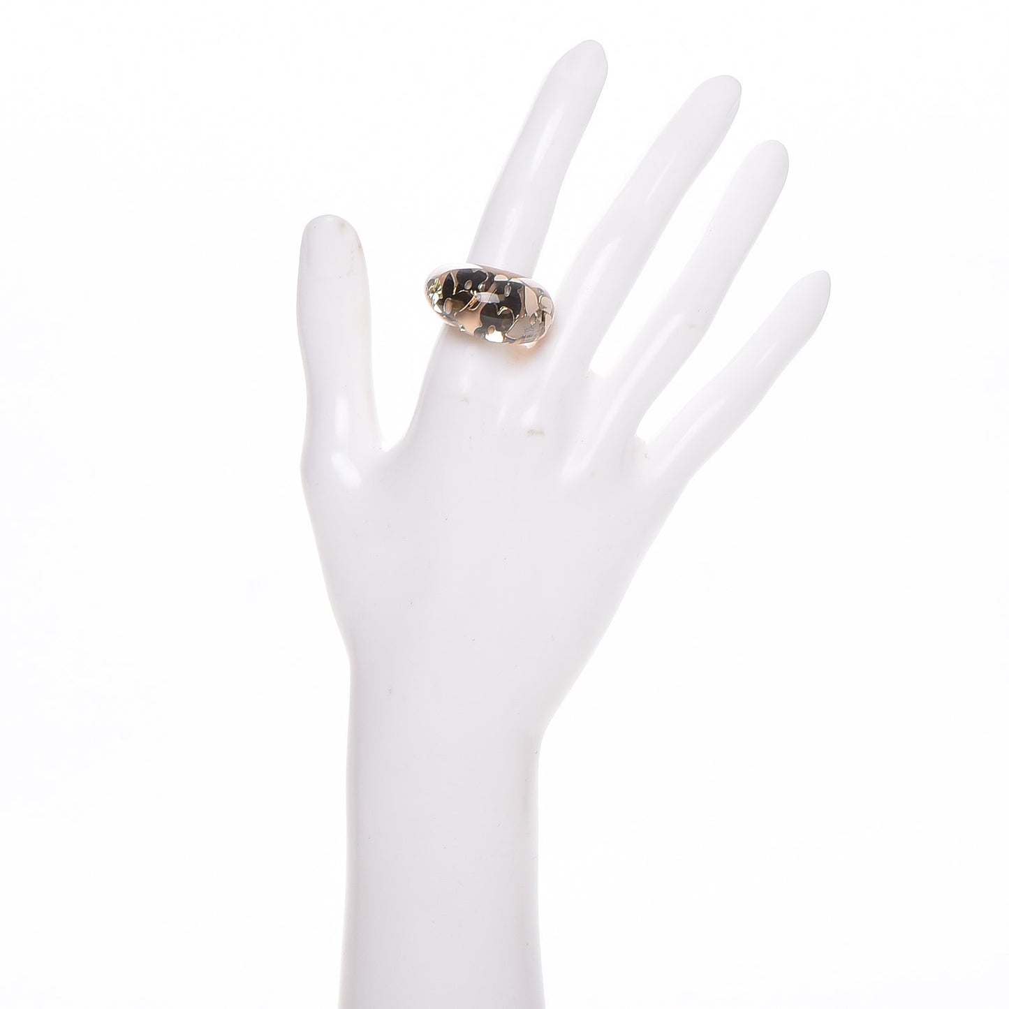 Resin Swarovski Crystal Inclusion Ring 6 Beige