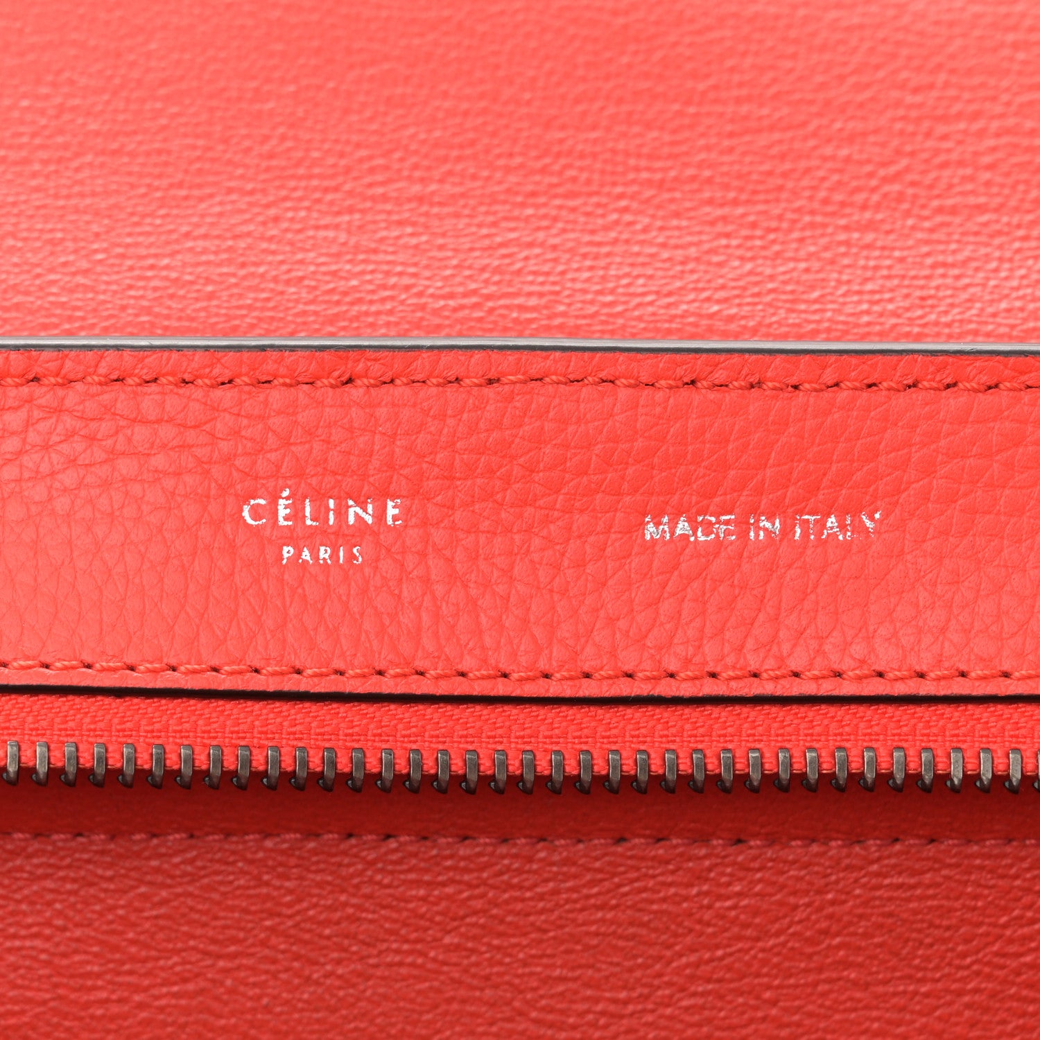 Celine Drummed Calfskin Suede Medium Trapeze Vermillion 6 of 17