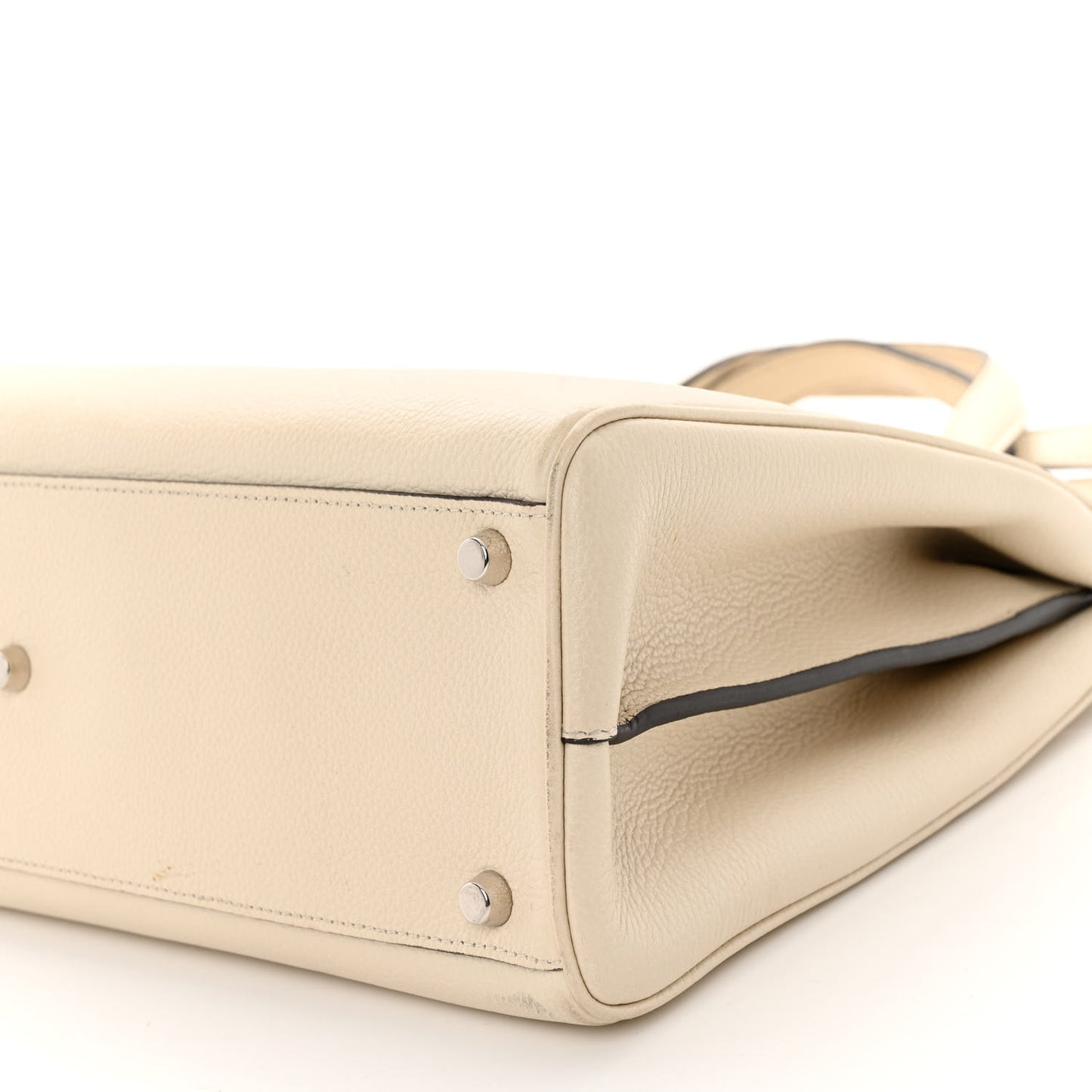 Grainy Calfskin Medium Zumi Top Handle Bag Mystic White