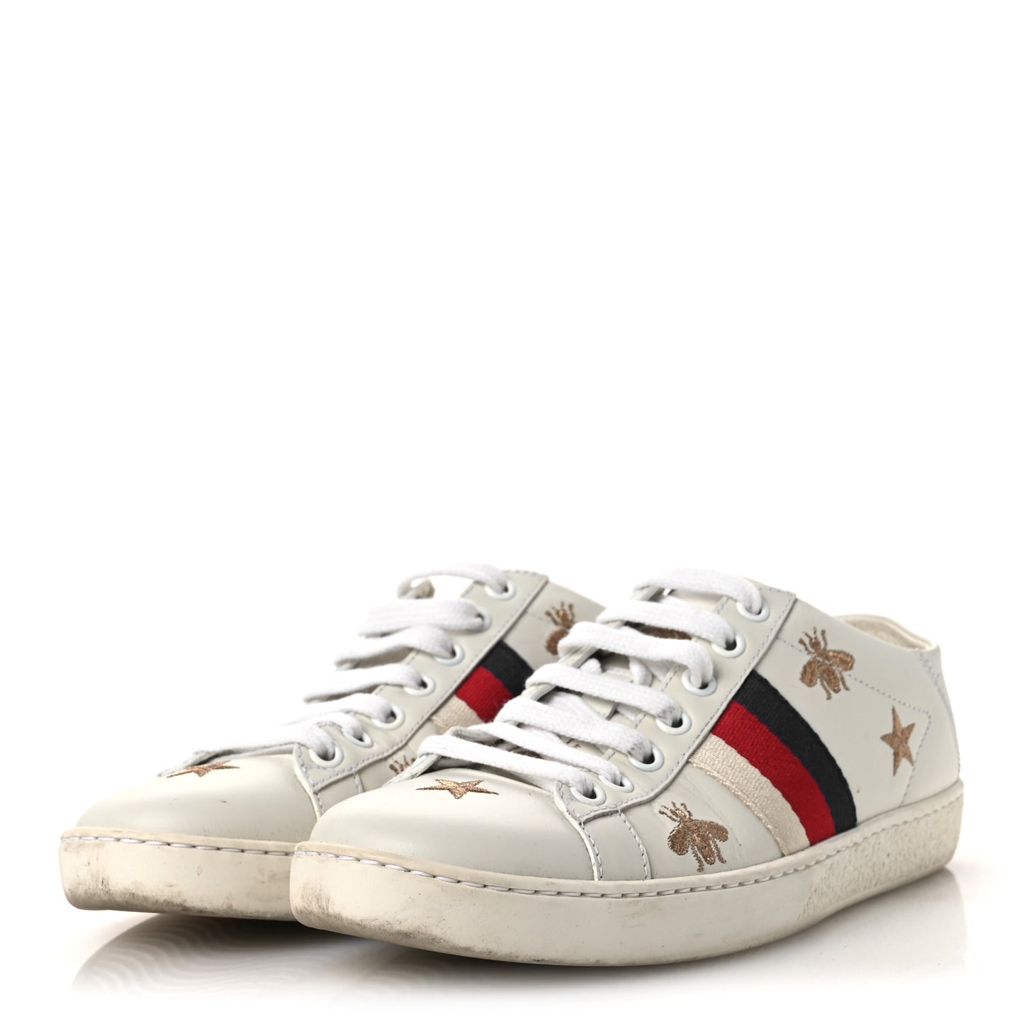 Calfskin Bee Star Embroidered Sylvie Web Ace Sneakers 35.5 White